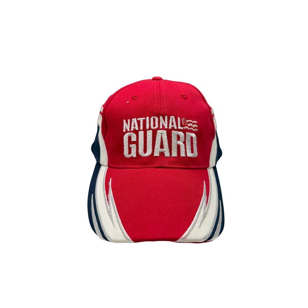 National Guard Baseball Cap Mens Red White Blue Embroidered Adjustable OSFM